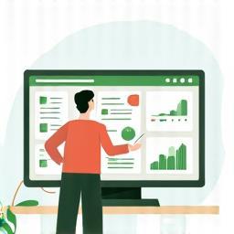 Illustration of a person exploring a software interface.